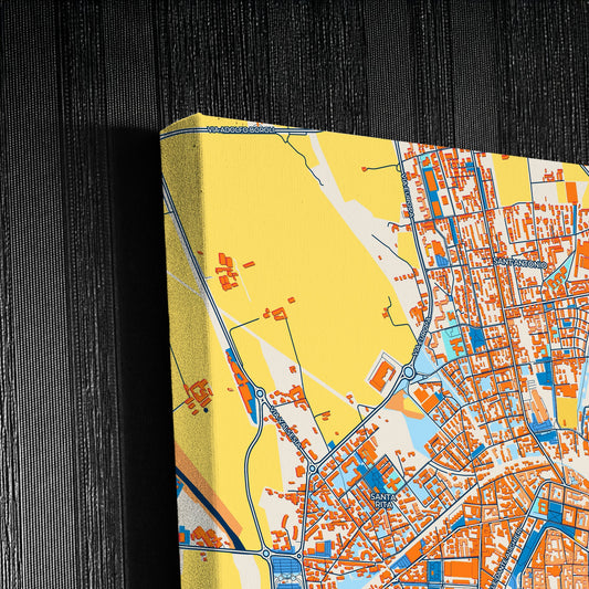 Novara Italy Colorful City Map Canvas Print Detail