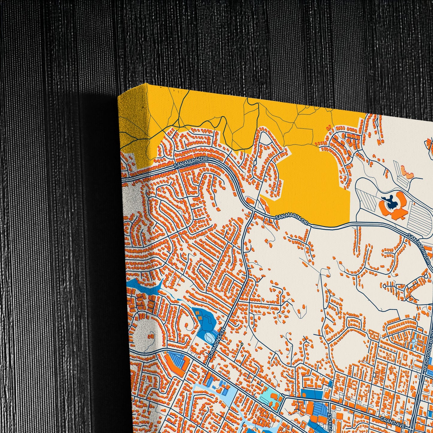 Novato California Colorful City Map Canvas Print Detail