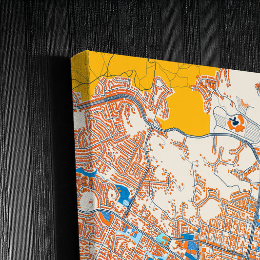Novato California Colorful City Map Canvas Print Detail