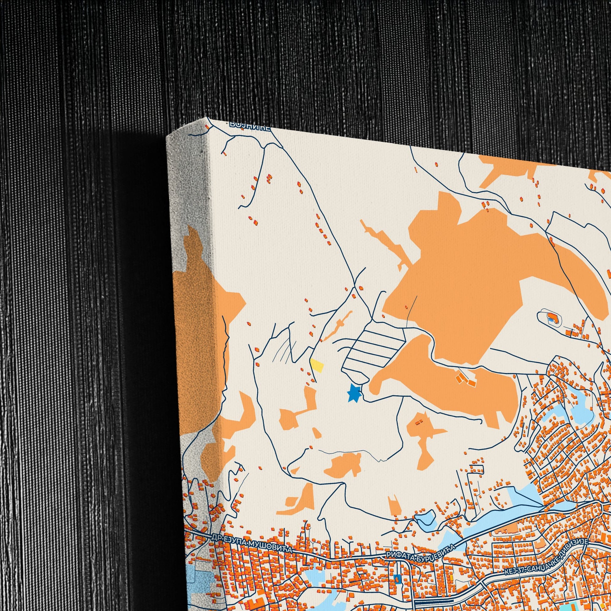 Нови Пазар Serbia Colorful City Map Canvas Print Detail