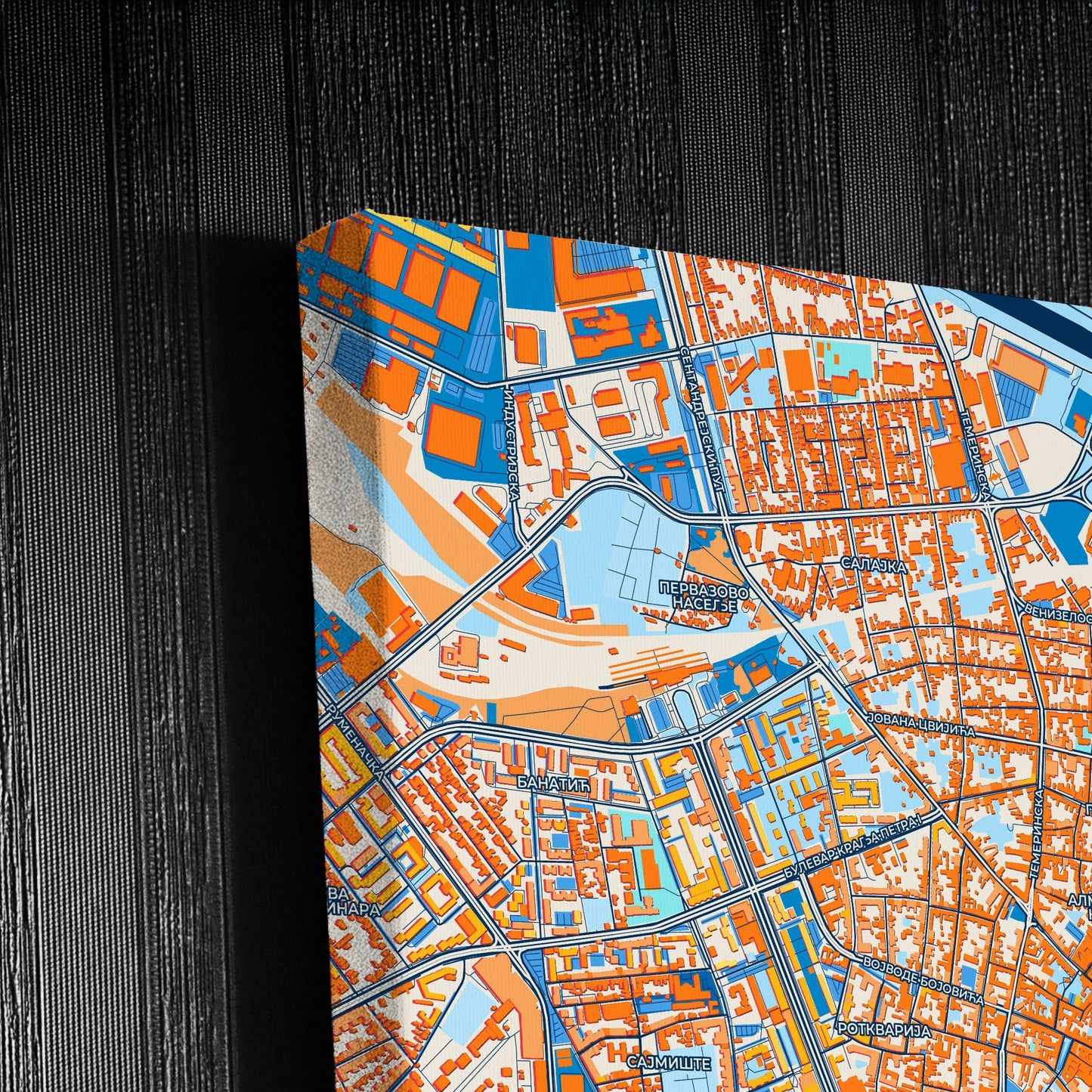 Нови Сад Serbia Colorful City Map Canvas Print Detail