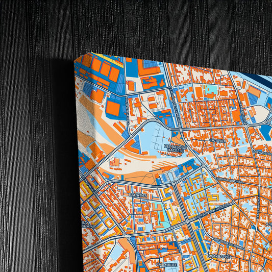 Нови Сад Serbia Colorful City Map Canvas Print Detail