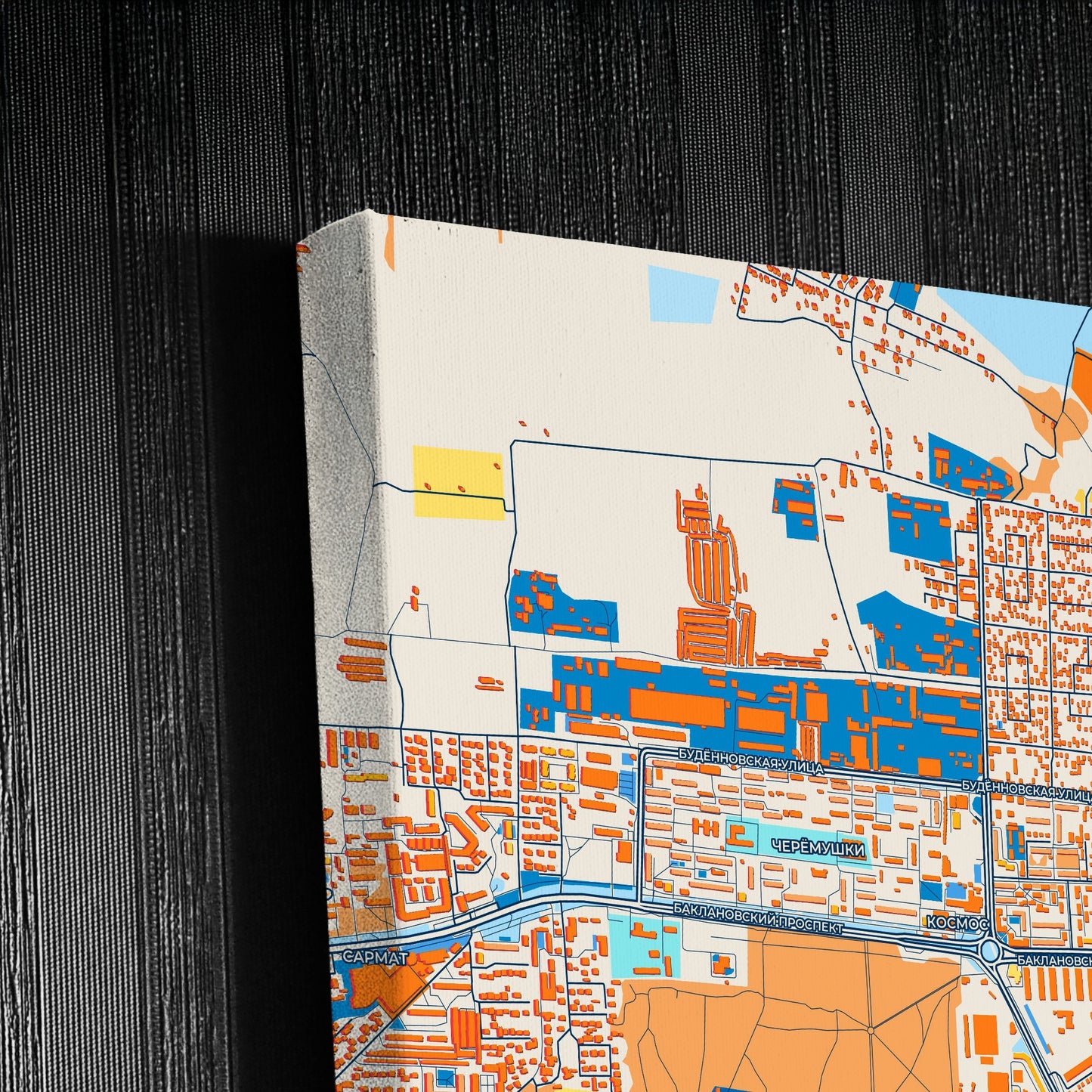 Новочеркасске Russia Colorful City Map Canvas Print Detail