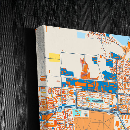 Новочеркасске Russia Colorful City Map Canvas Print Detail