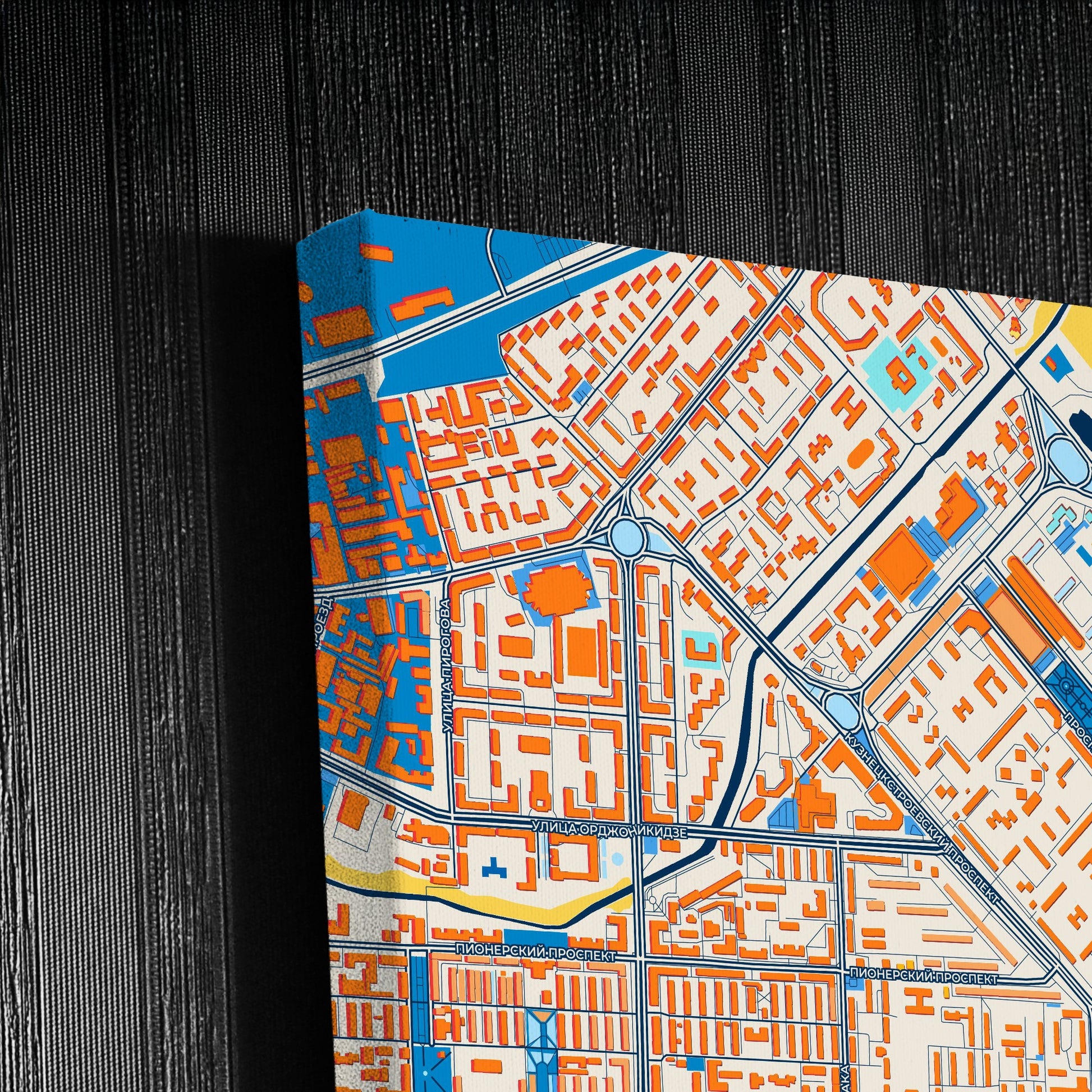 Новокузнецк Russia Colorful City Map Canvas Print Detail