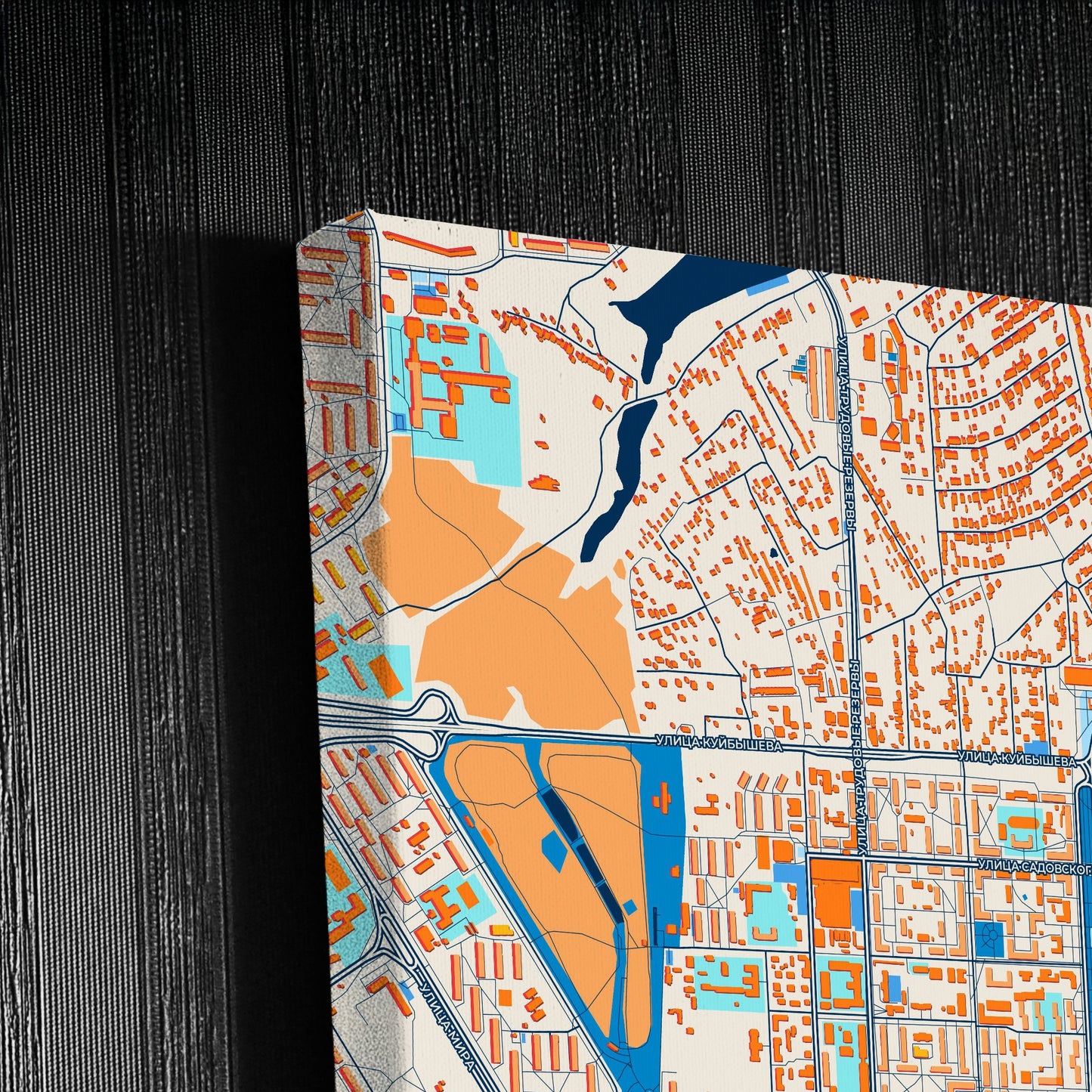 Новомосковск Russia Colorful City Map Canvas Print Detail