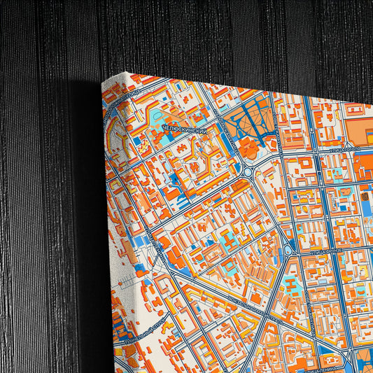 Новосибирск Russia Colorful City Map Canvas Print Detail