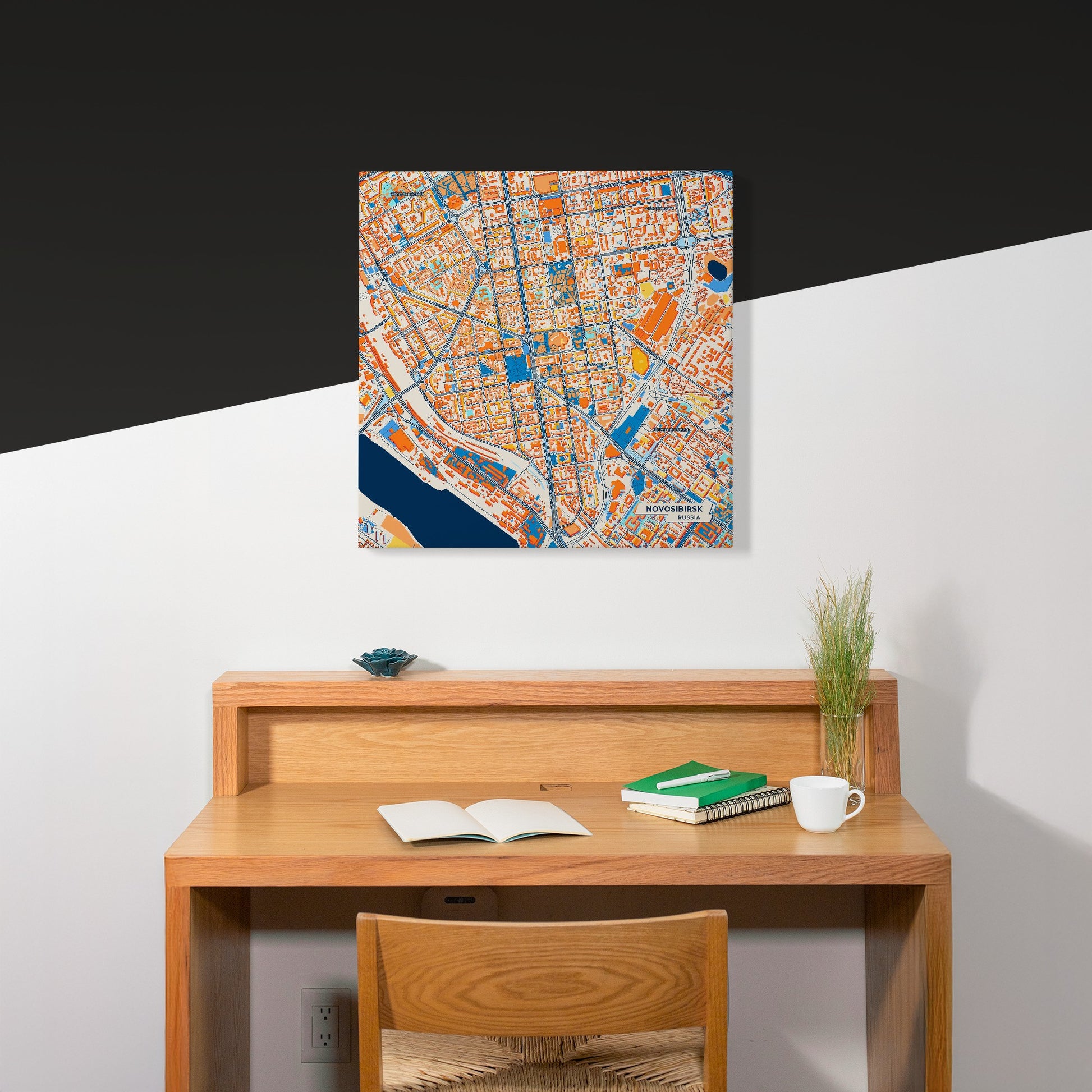 Новосибирск Russia Colorful City Map Canvas Print Scene