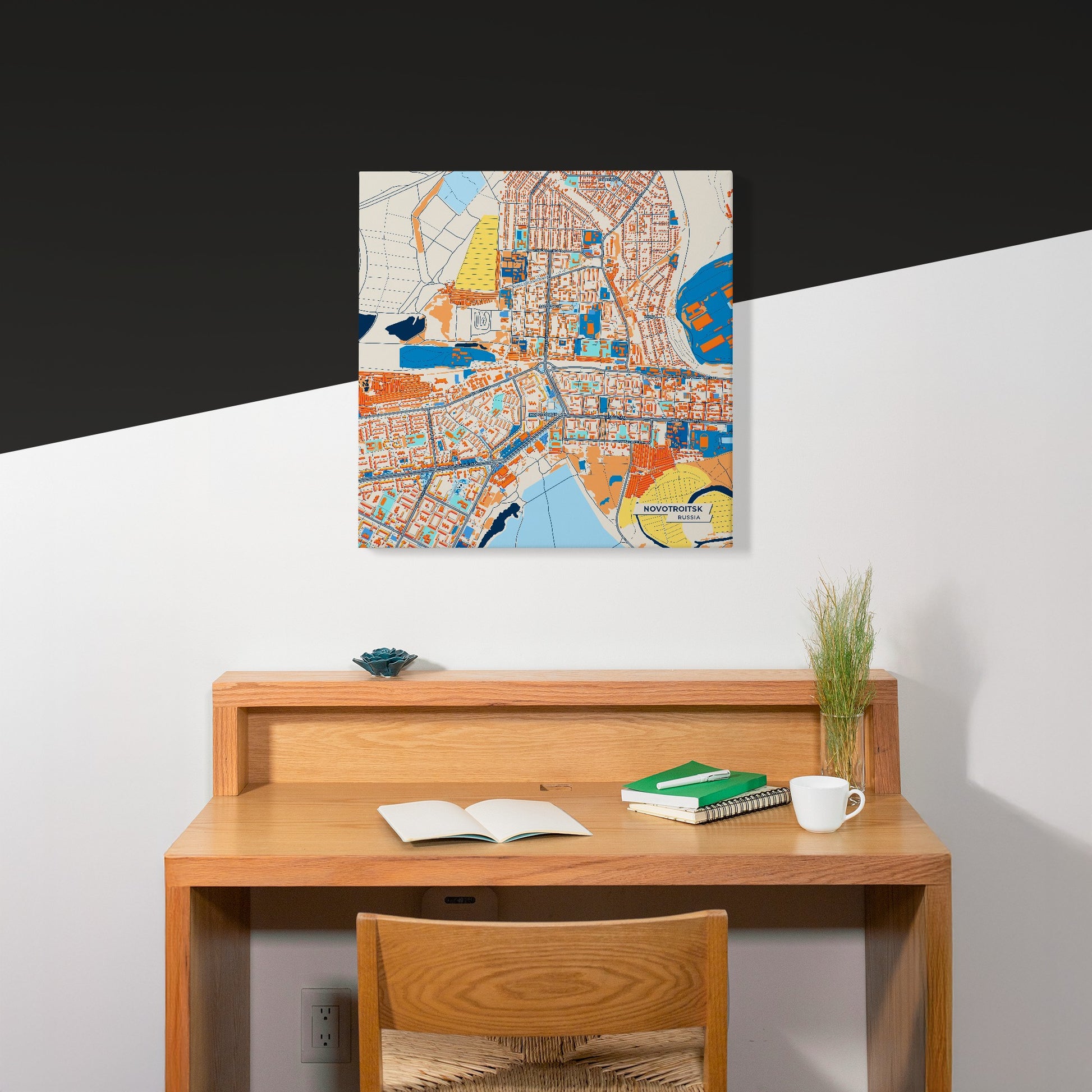 Новотроицк Russia Colorful City Map Canvas Print Scene