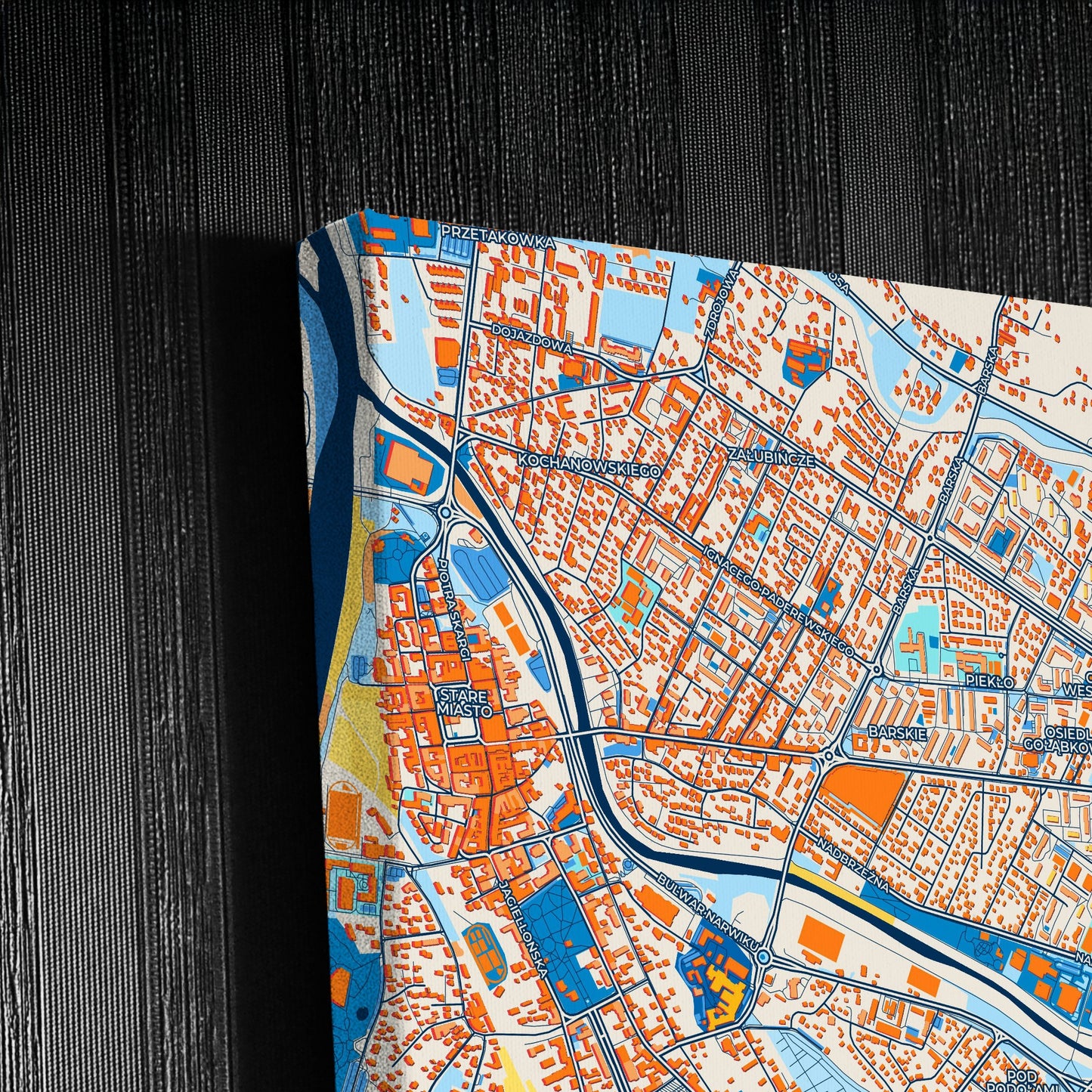 Nowy Sącz Poland Colorful City Map Canvas Print Detail