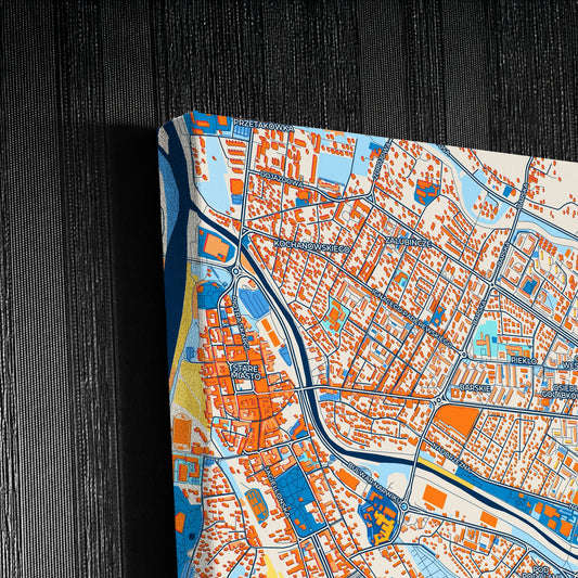 Nowy Sącz Poland Colorful City Map Canvas Print Detail