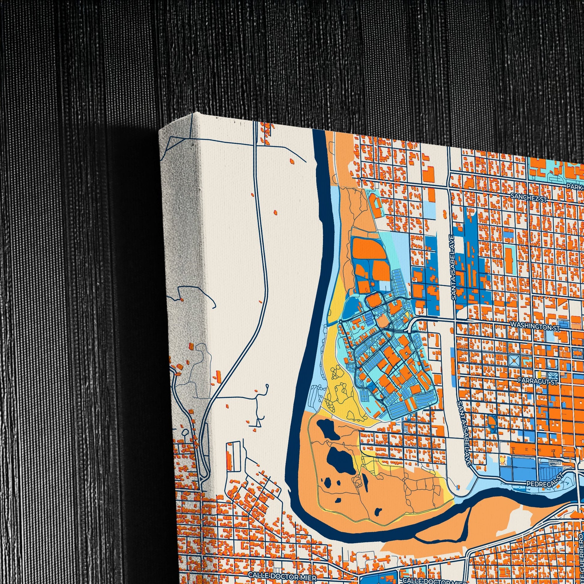 Nuevo Laredo Mexico Colorful City Map Canvas Print Detail