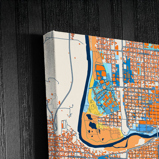 Nuevo Laredo Mexico Colorful City Map Canvas Print Detail