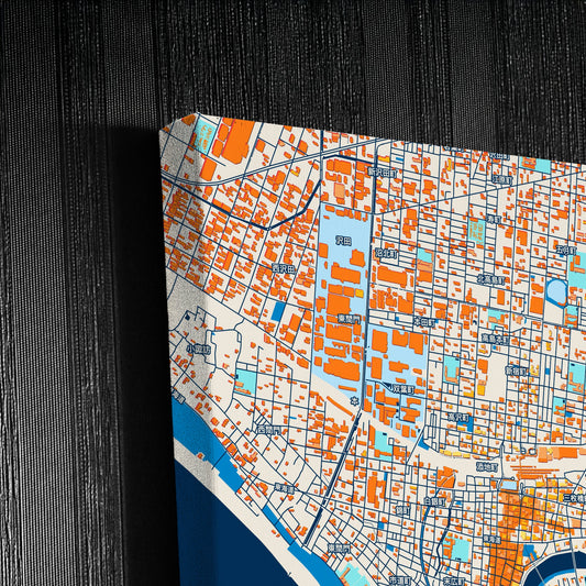 Numazu Japan Colorful City Map Canvas Print Detail