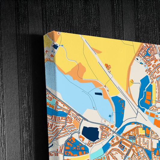 Nuneaton England Colorful City Map Canvas Print Detail