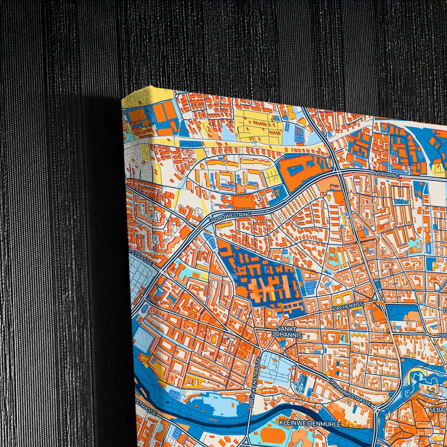 Nürnberg Germany Colorful City Map Canvas Print Detail