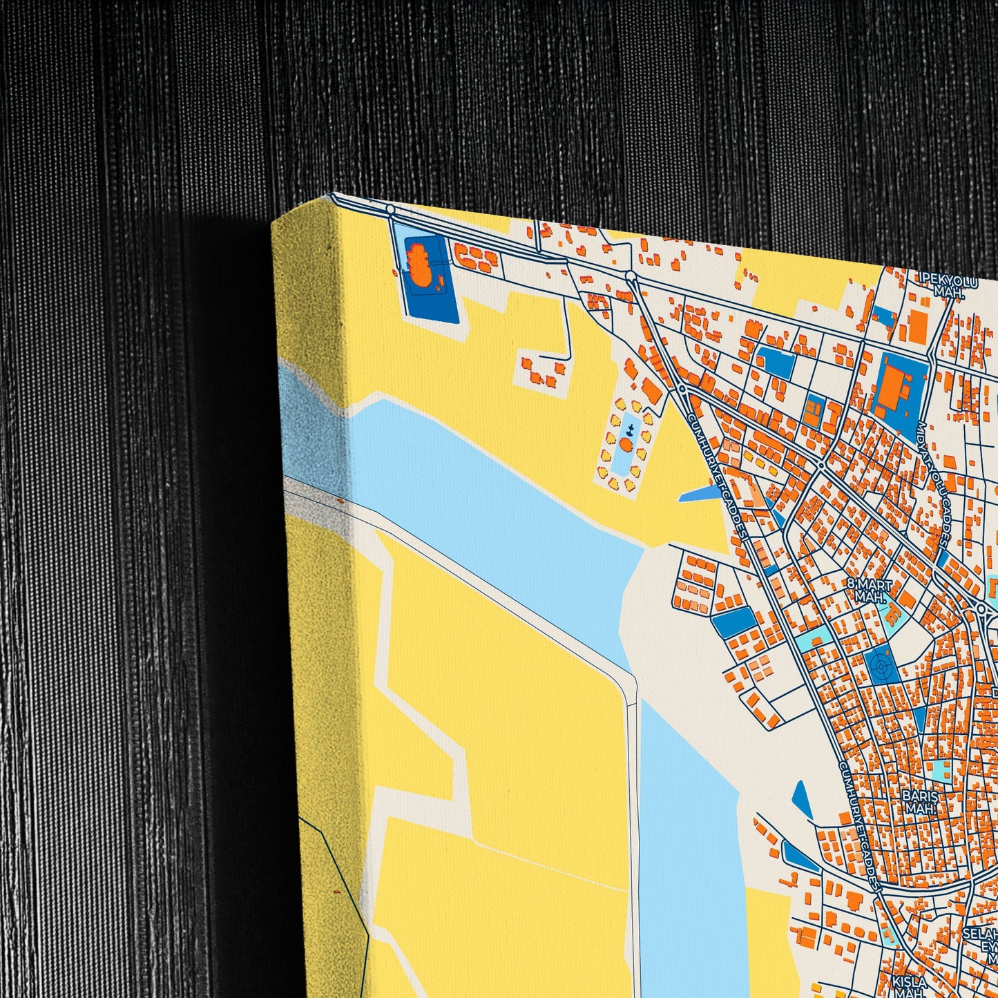 Nusaybin Turkey Colorful City Map Canvas Print Detail