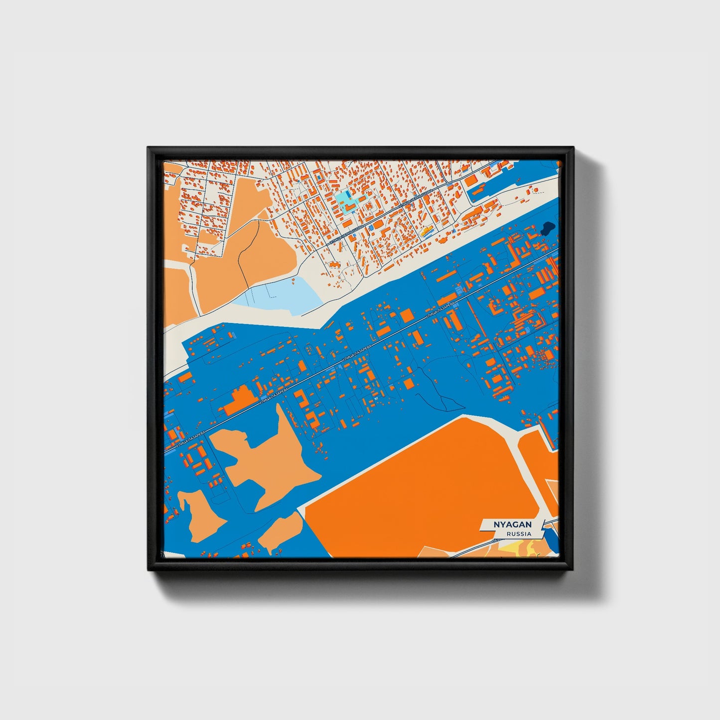 Нягань Russia Colorful City Map Canvas Print • Black Framed