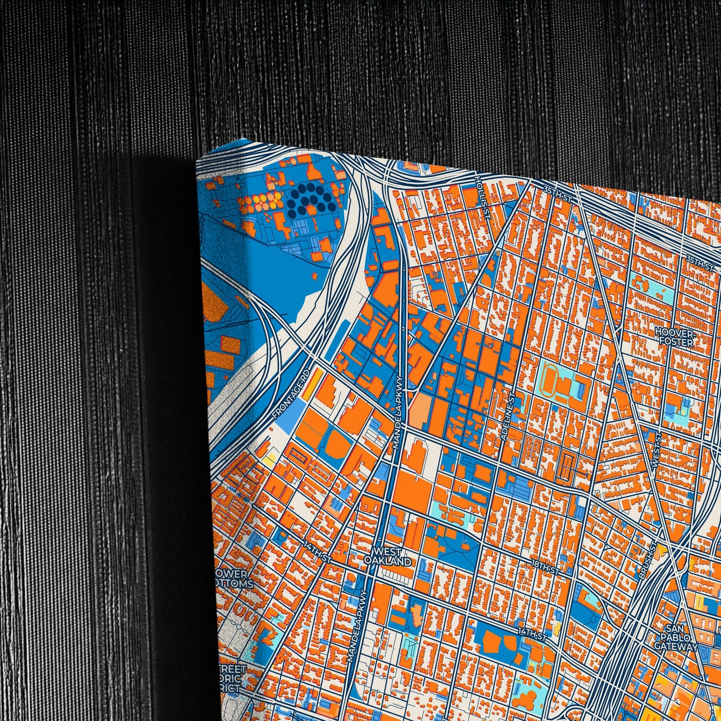 Oakland California Colorful City Map Canvas Print Detail