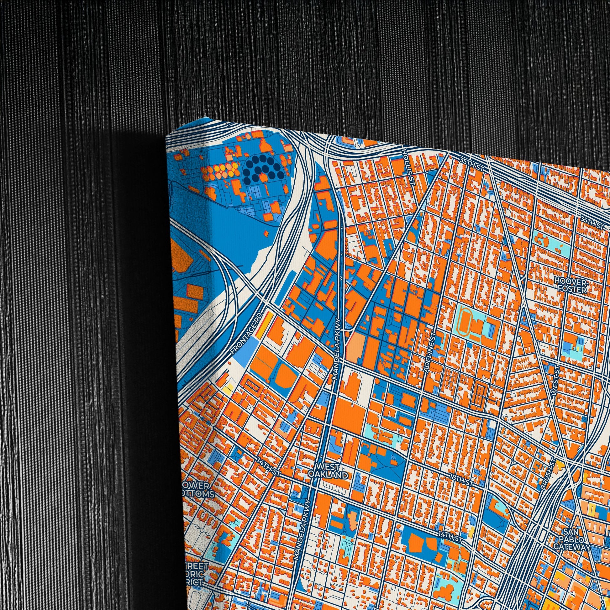 Oakland California Colorful City Map Canvas Print Detail