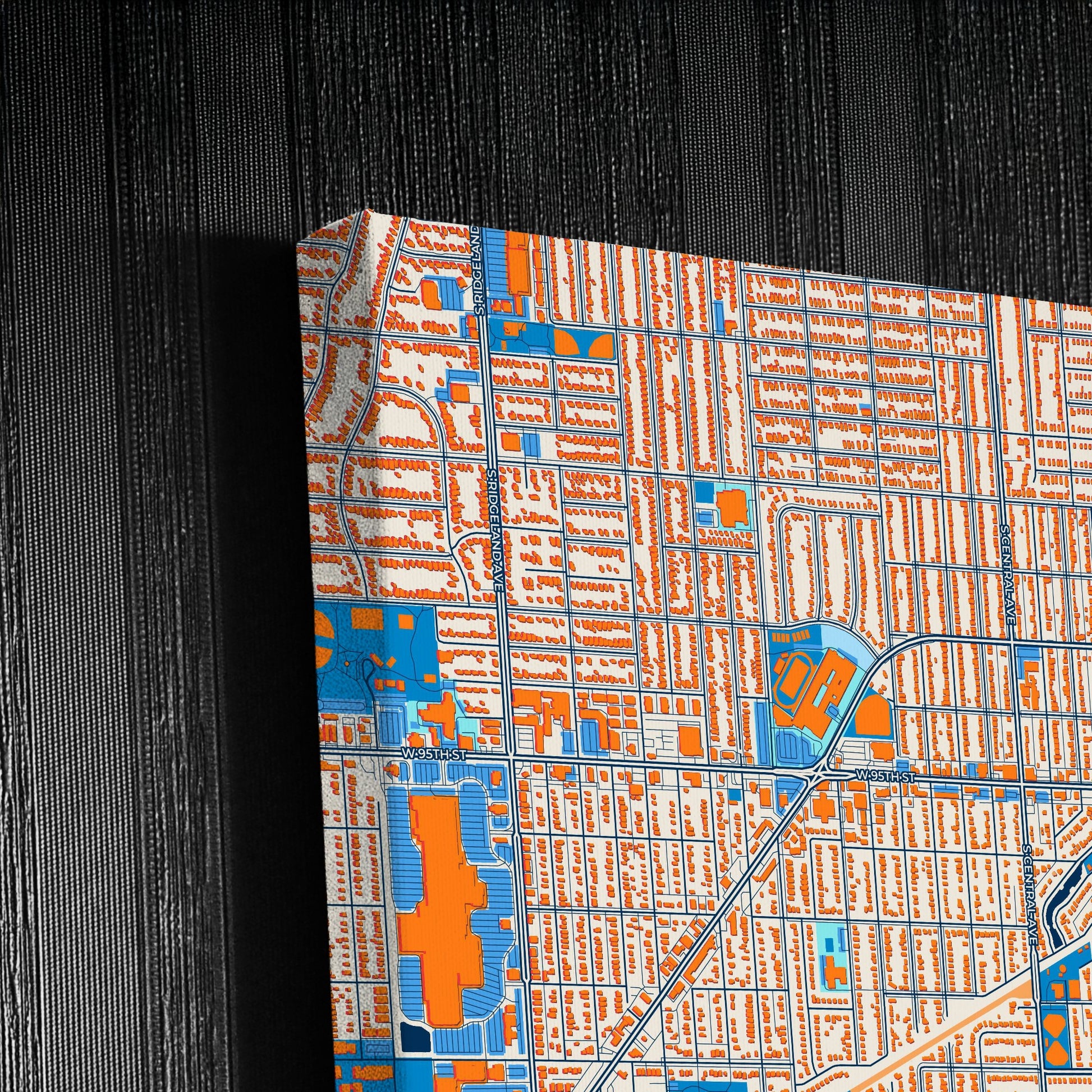 Oak Lawn Illinois Colorful City Map Canvas Print Detail