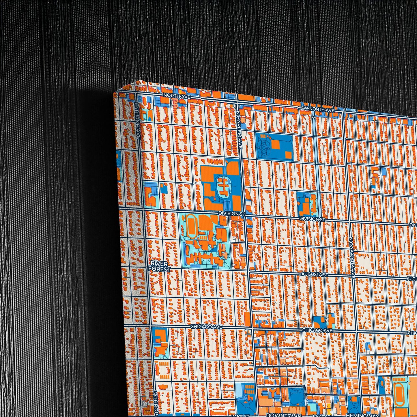 Oak Park Illinois Colorful City Map Canvas Print Detail