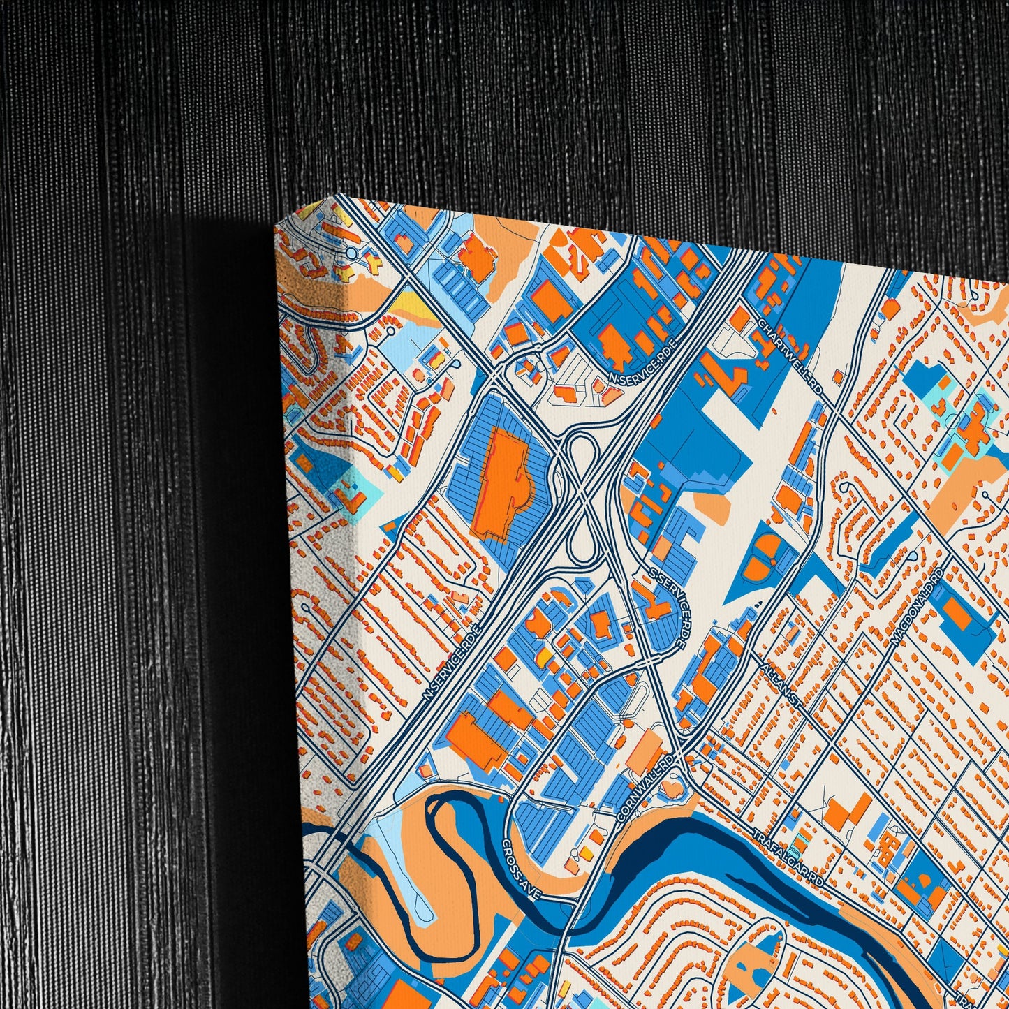 Oakville Canada Colorful City Map Canvas Print Detail