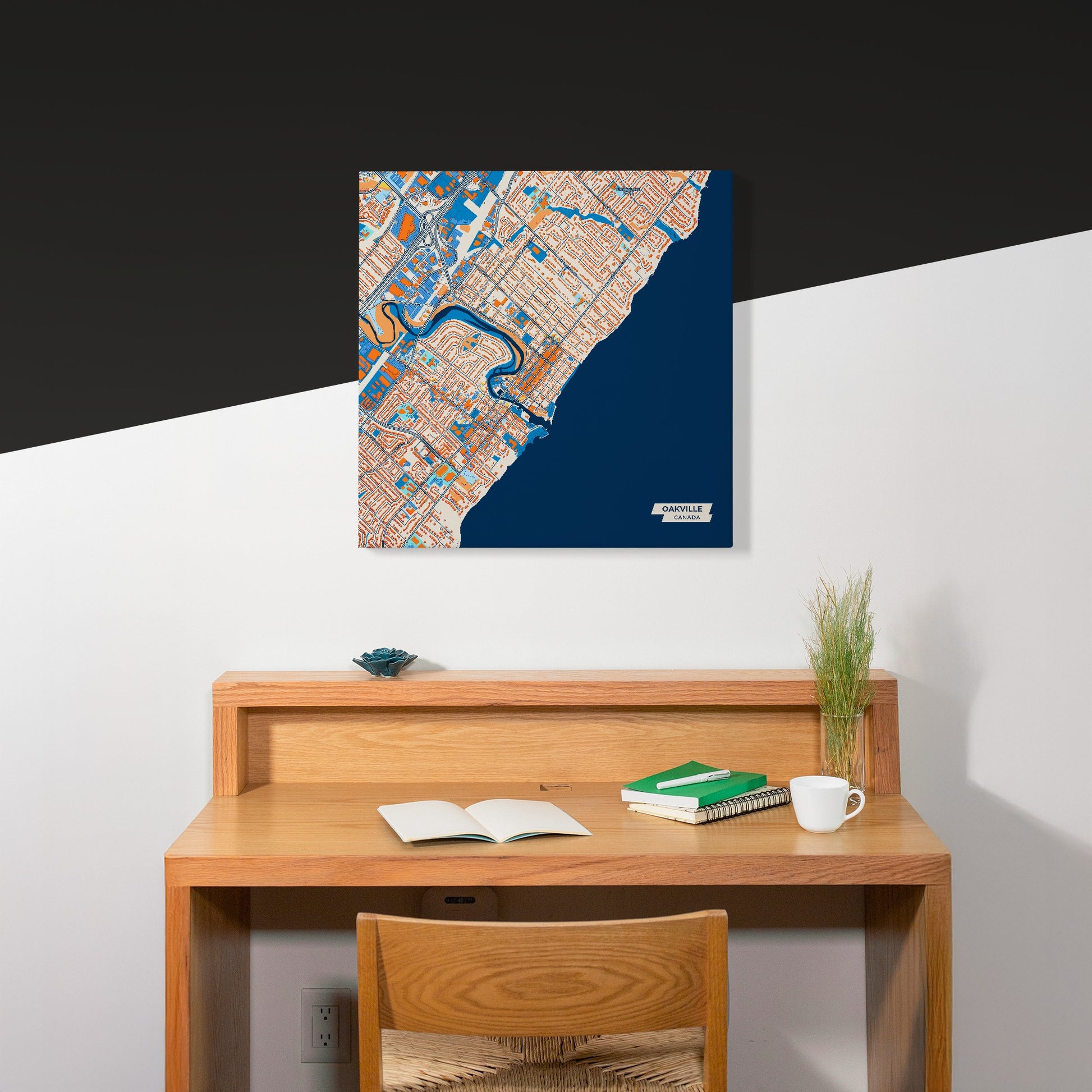 Oakville Canada Colorful City Map Canvas Print Scene