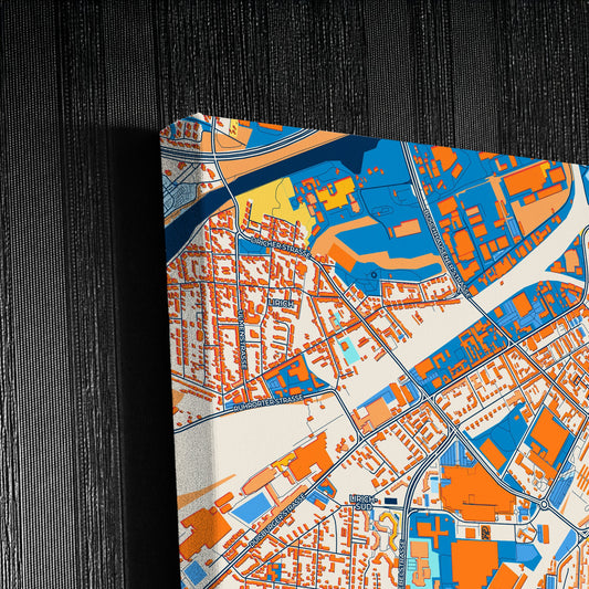 Oberhausen Germany Colorful City Map Canvas Print Detail