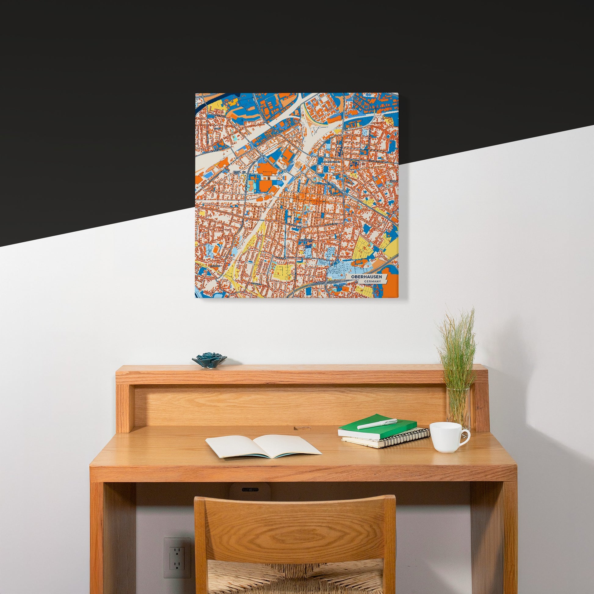 Oberhausen Germany Colorful City Map Canvas Print Scene