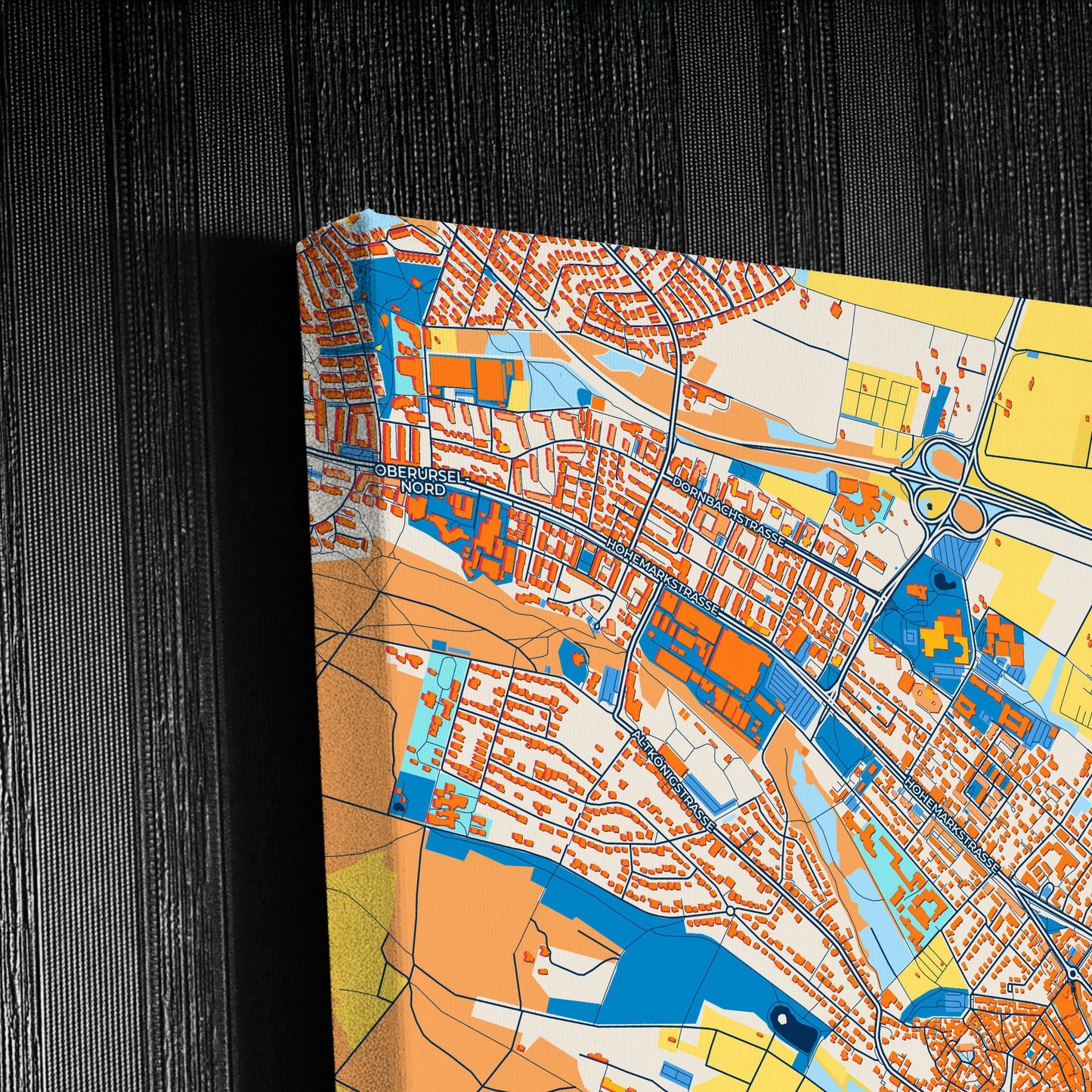 Oberursel (Taunus) Germany Colorful City Map Canvas Print Detail