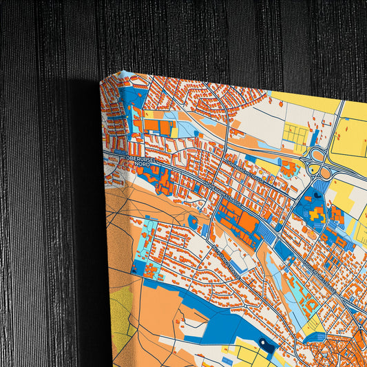 Oberursel (Taunus) Germany Colorful City Map Canvas Print Detail