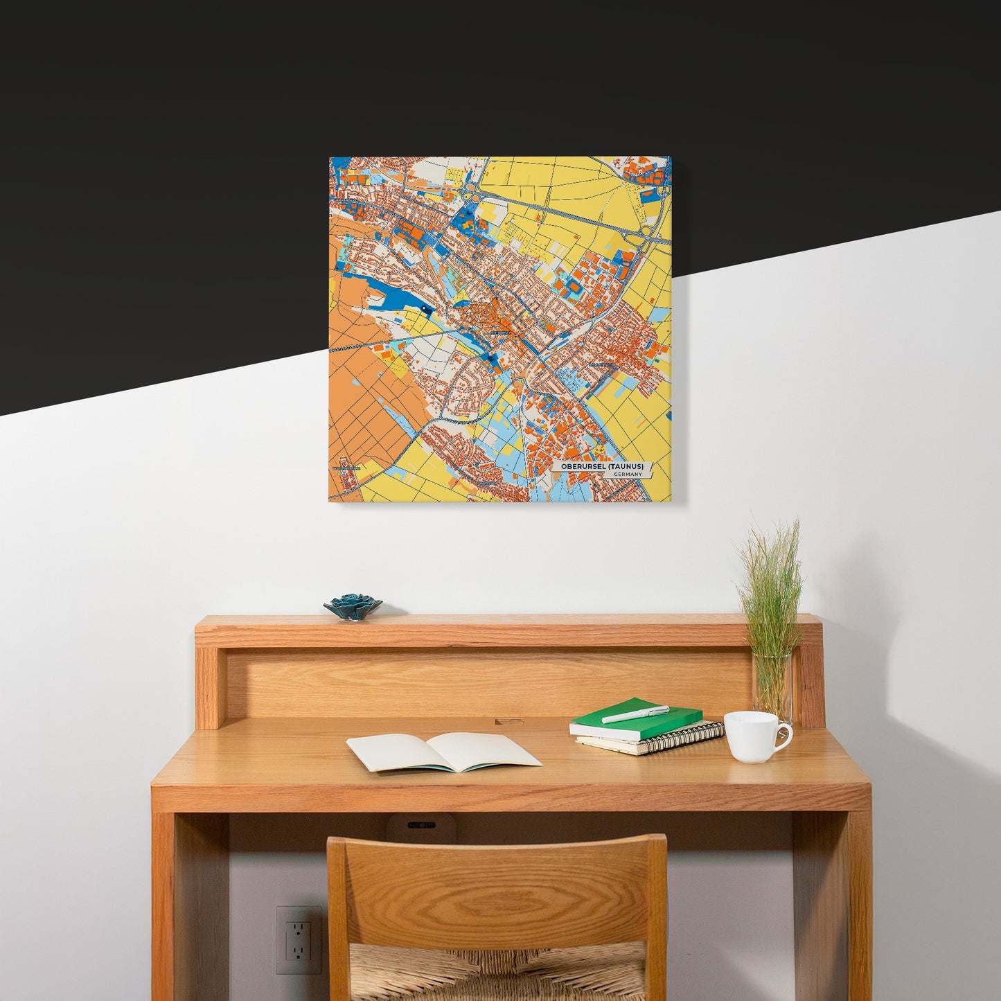 Oberursel (Taunus) Germany Colorful City Map Canvas Print Scene