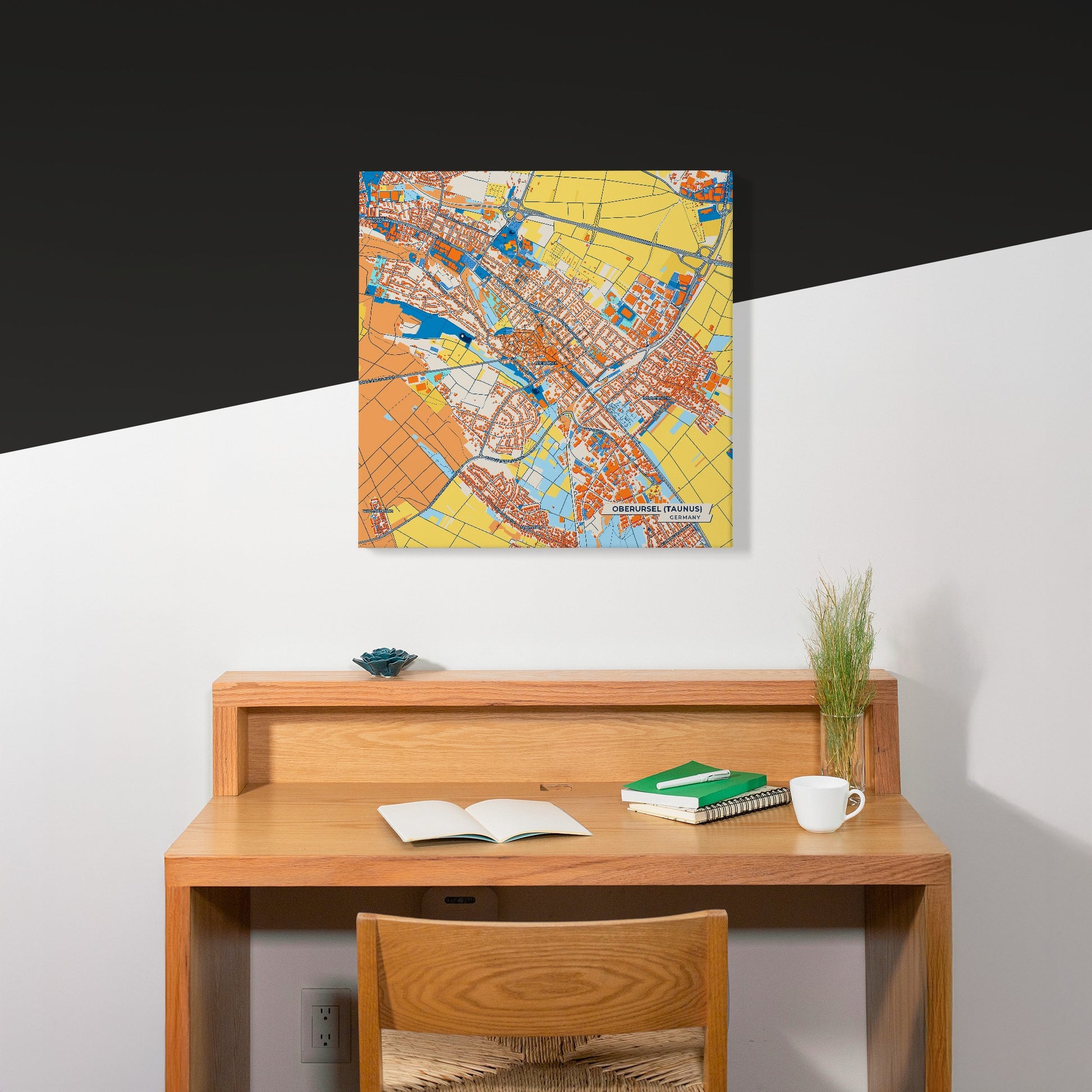 Oberursel (Taunus) Germany Colorful City Map Canvas Print Scene