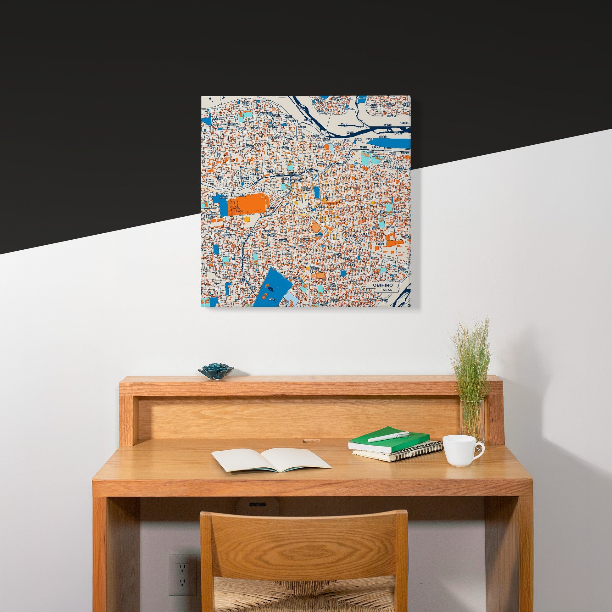 Obihiro Japan Colorful City Map Canvas Print Scene