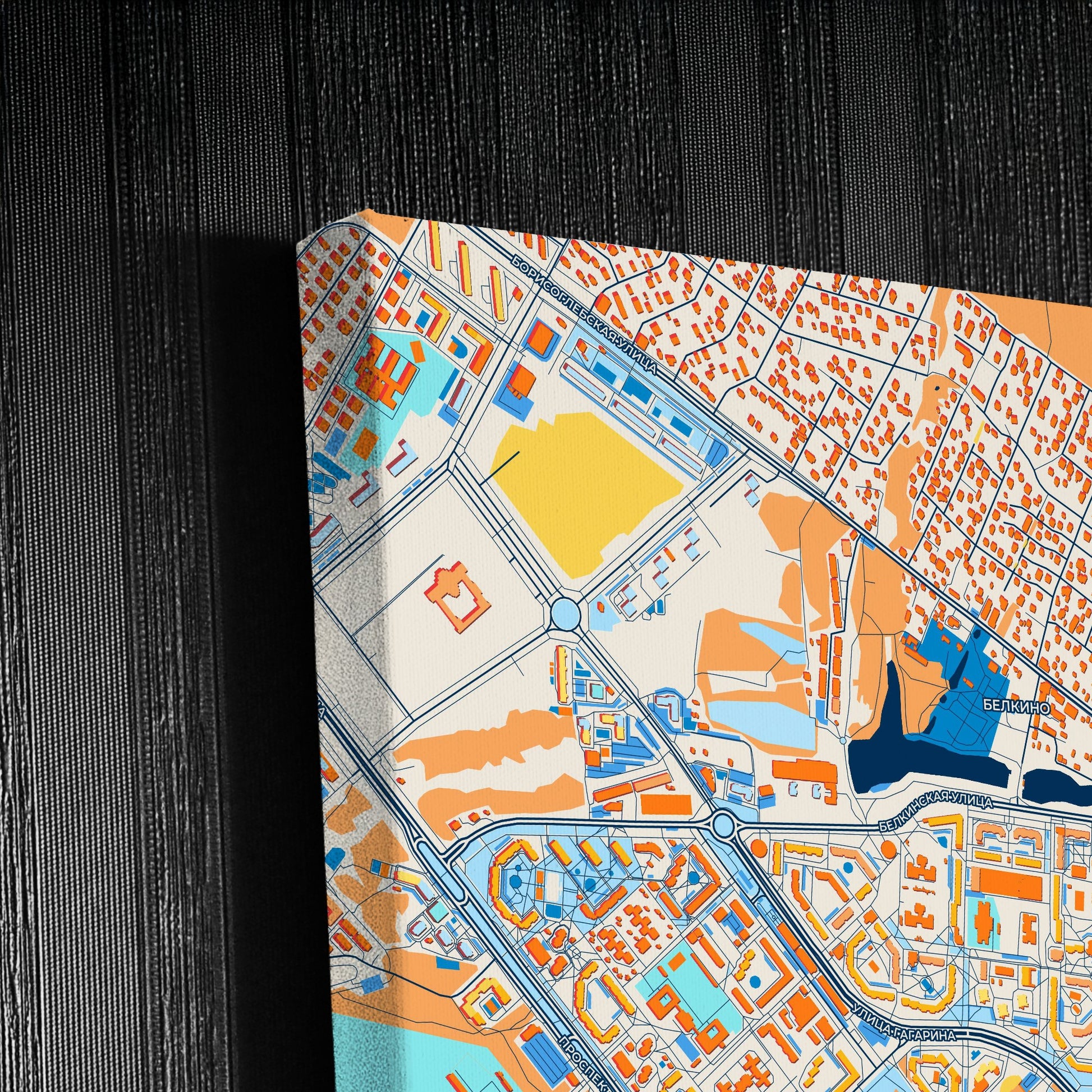 Обнинский Russia Colorful City Map Canvas Print Detail