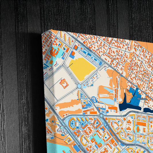 Обнинский Russia Colorful City Map Canvas Print Detail