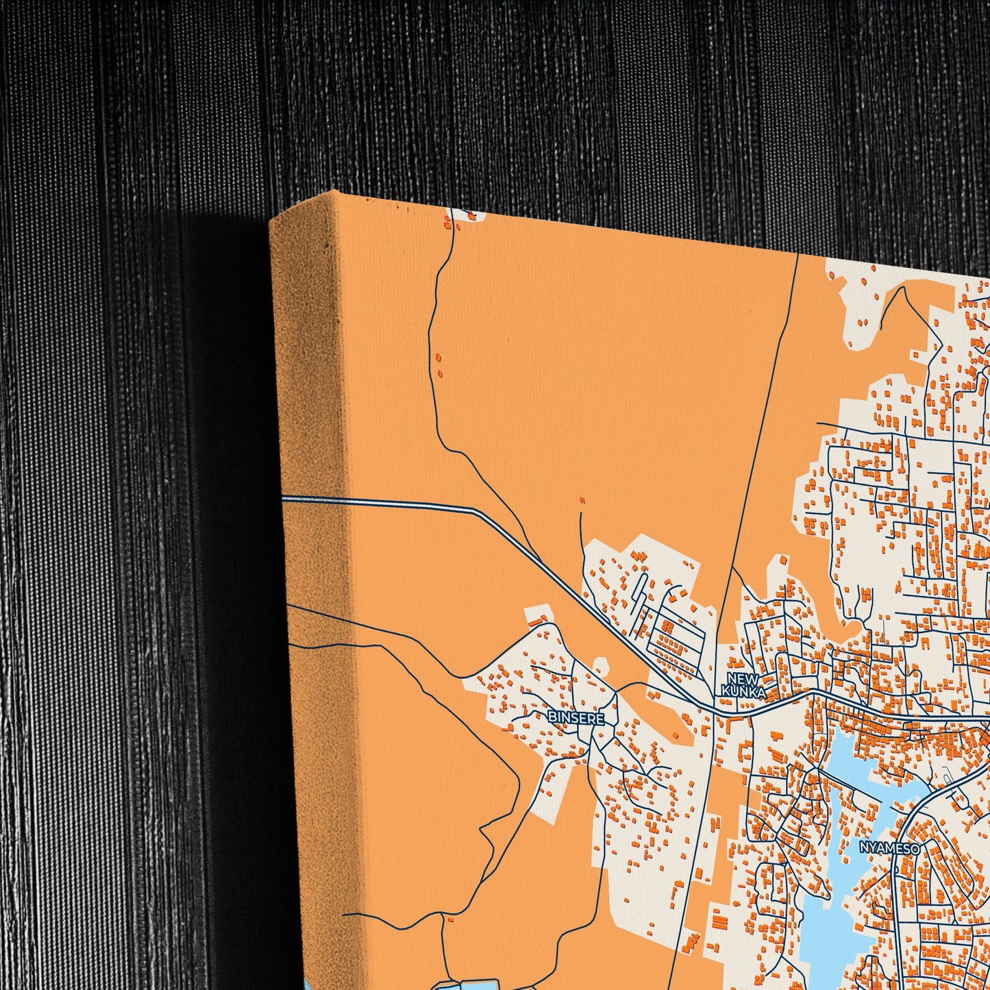 Obuase Ghana Colorful City Map Canvas Print Detail