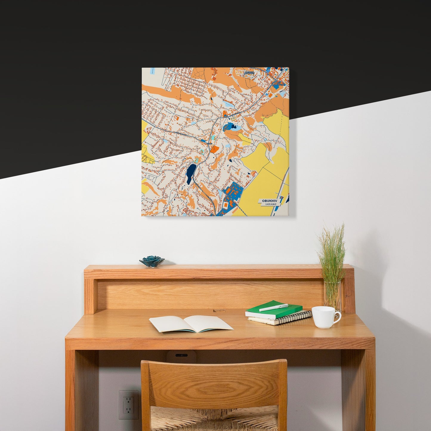 Обухів Ukraine Colorful City Map Canvas Print Scene