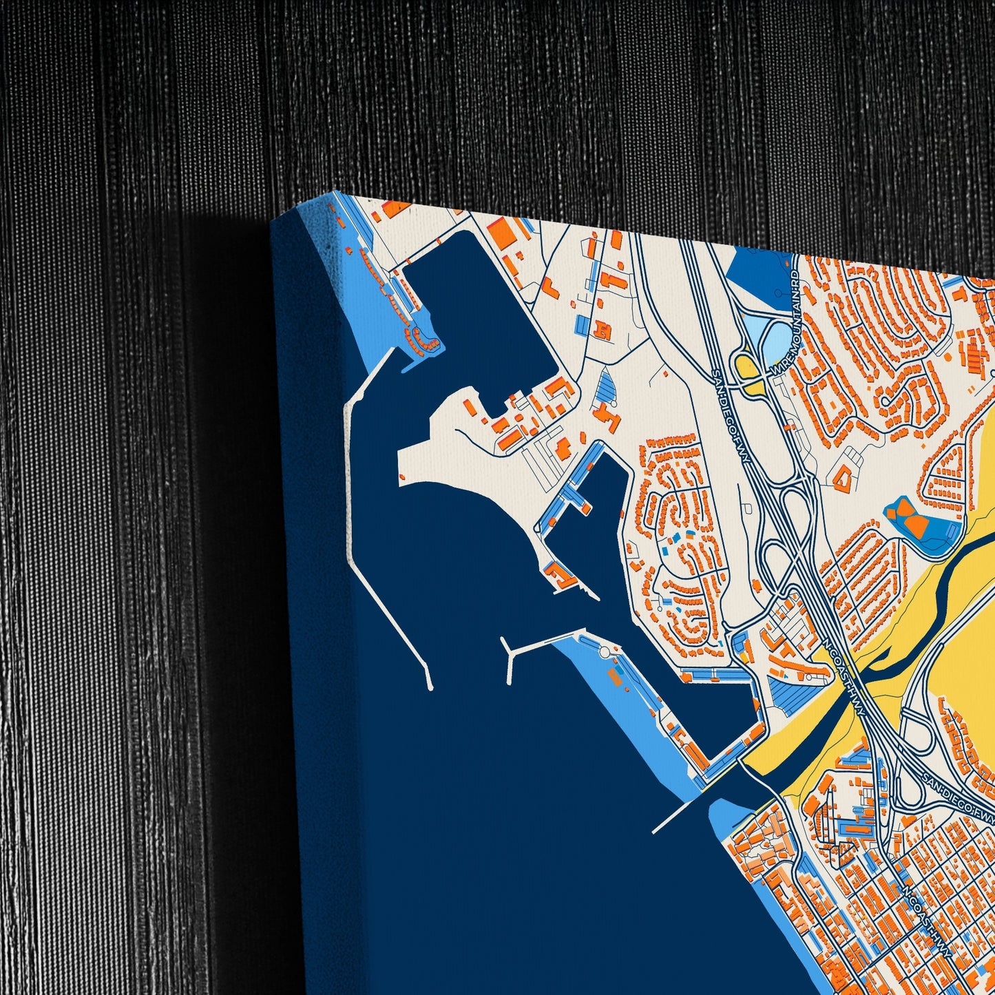 Oceanside California Colorful City Map Canvas Print Detail