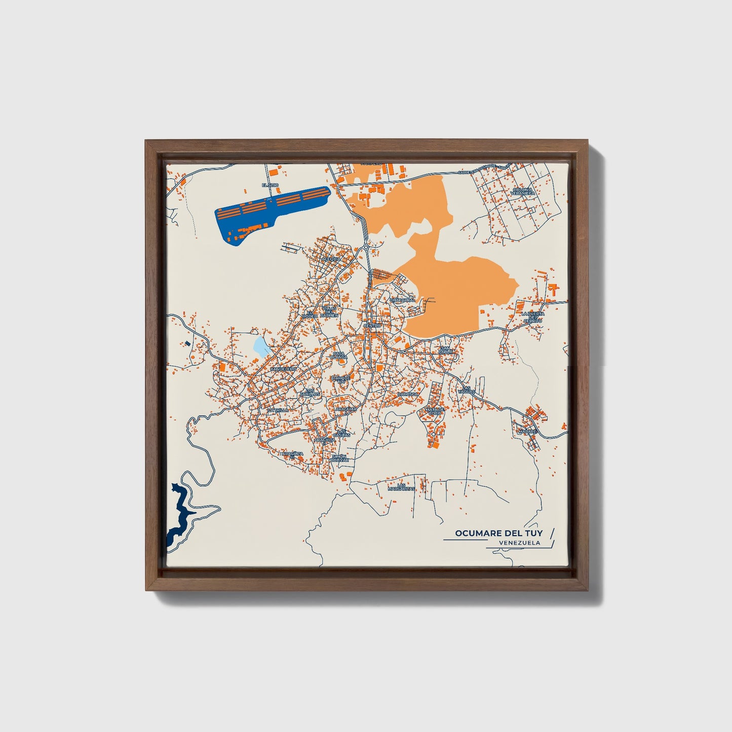 Ocumare Del Tuy Venezuela Colorful City Map Canvas Print • Dark Wooden Framed