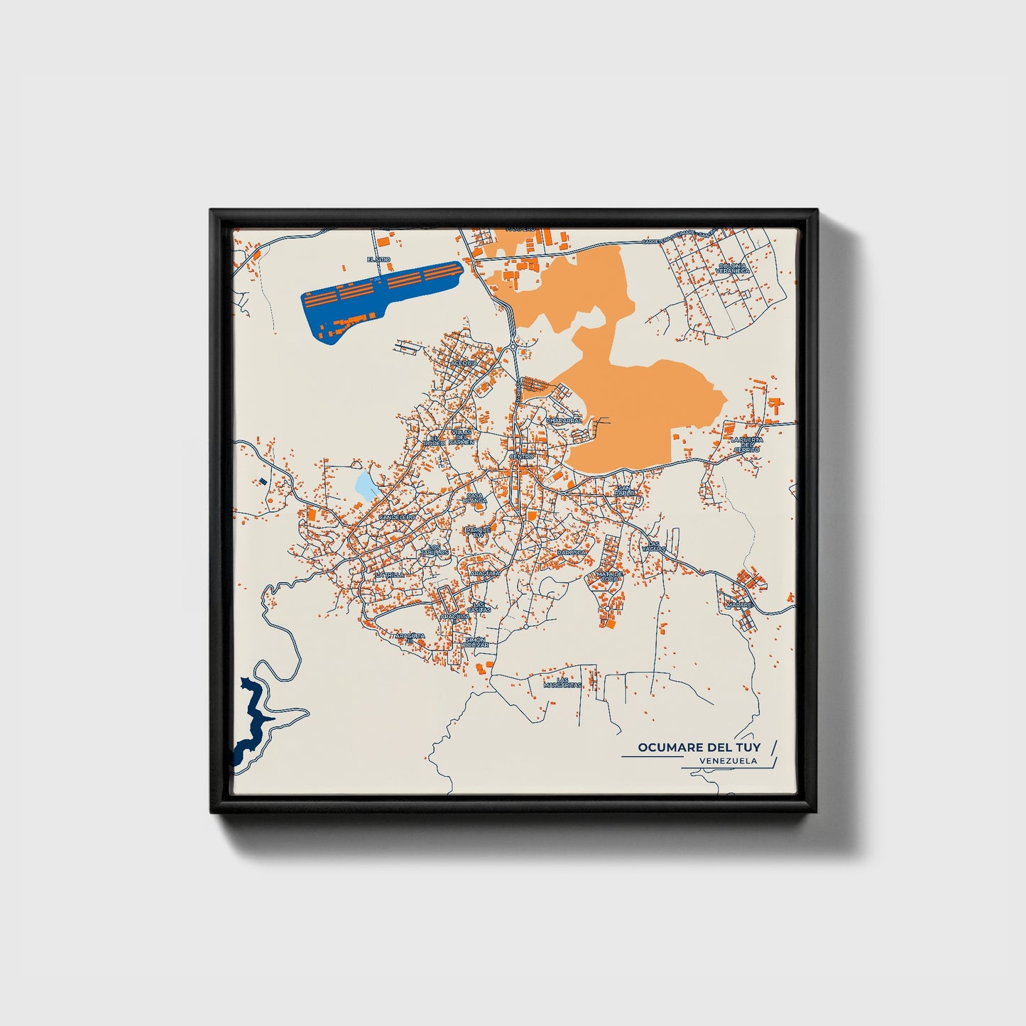 Ocumare Del Tuy Venezuela Colorful City Map Canvas Print • Black Framed