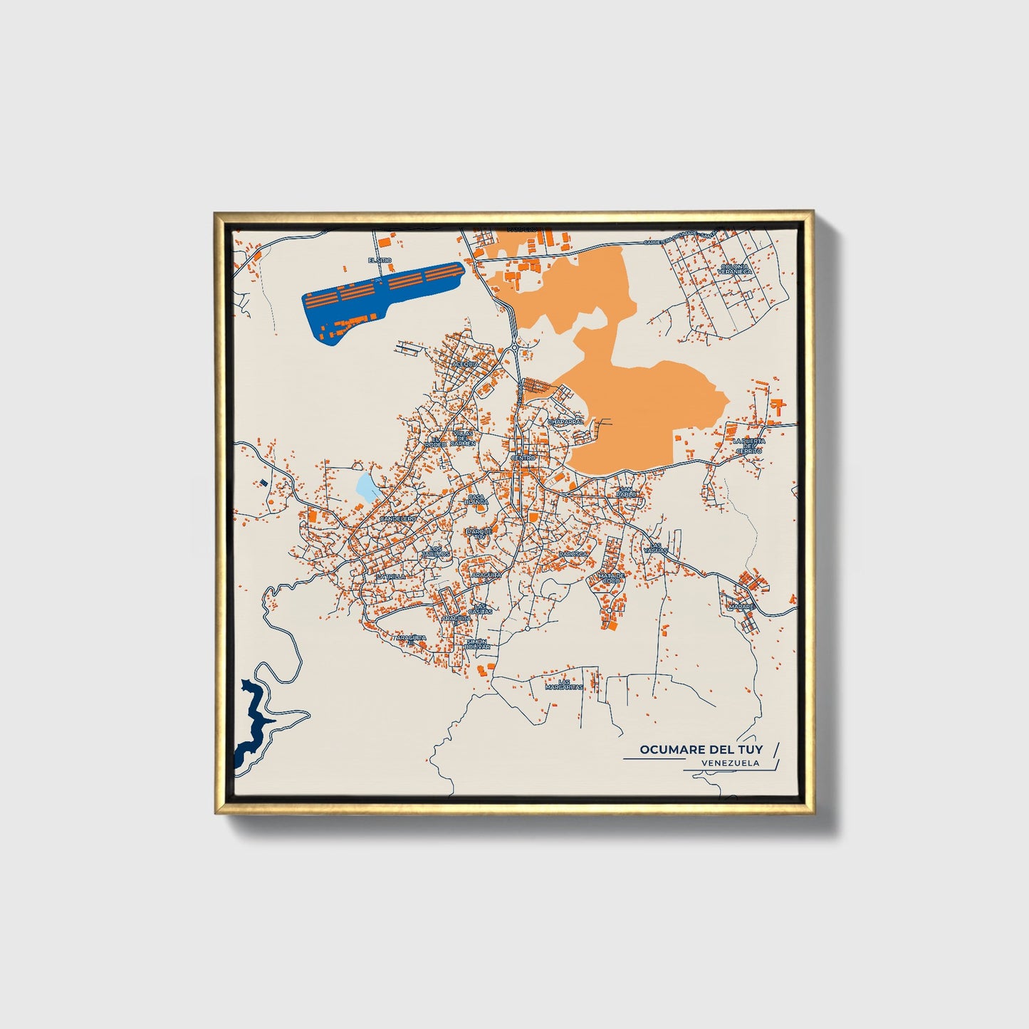 Ocumare Del Tuy Venezuela Colorful City Map Canvas Print • Gold Framed