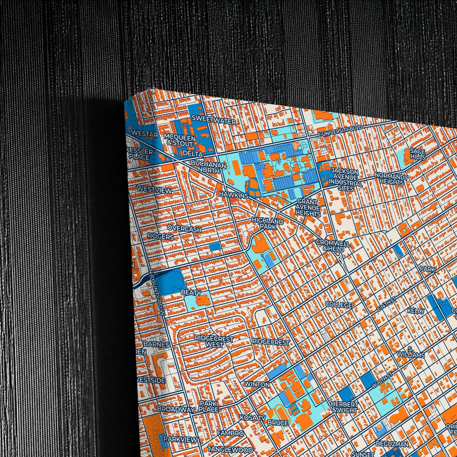 Odessa Texas Colorful City Map Canvas Print Detail