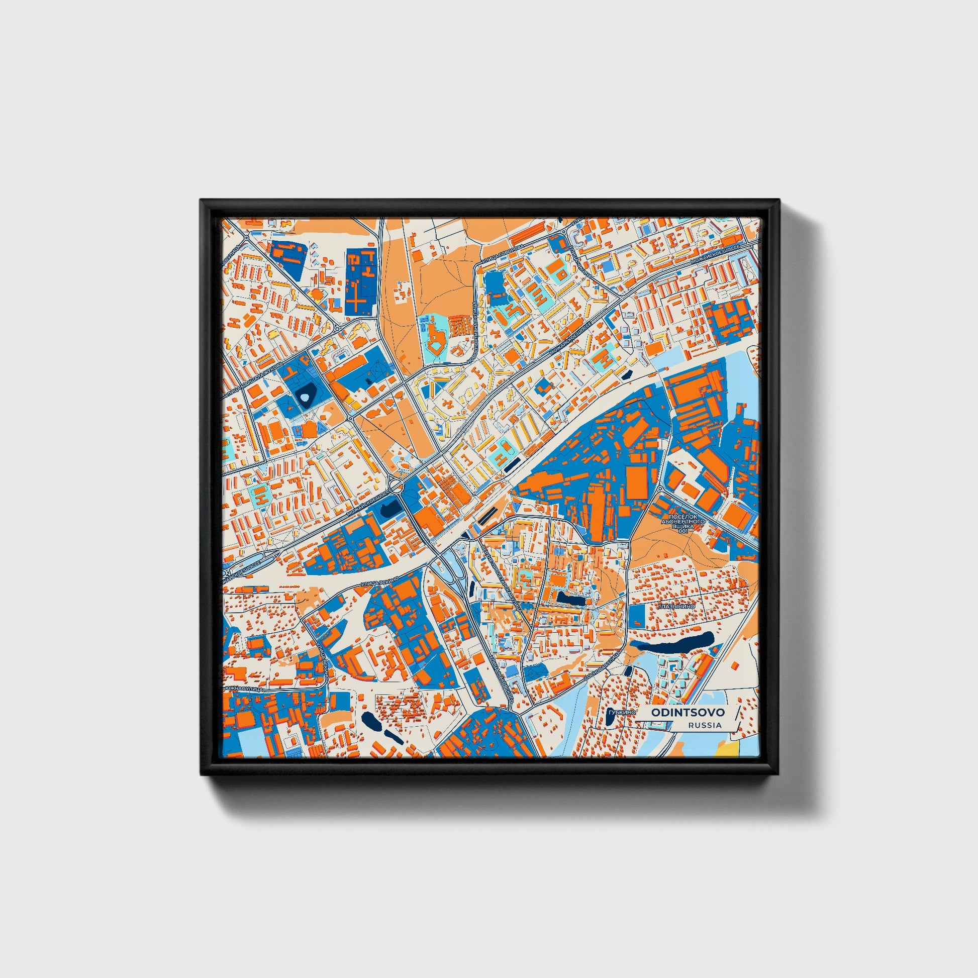 Одинцово Russia Colorful City Map Canvas Print • Black Framed