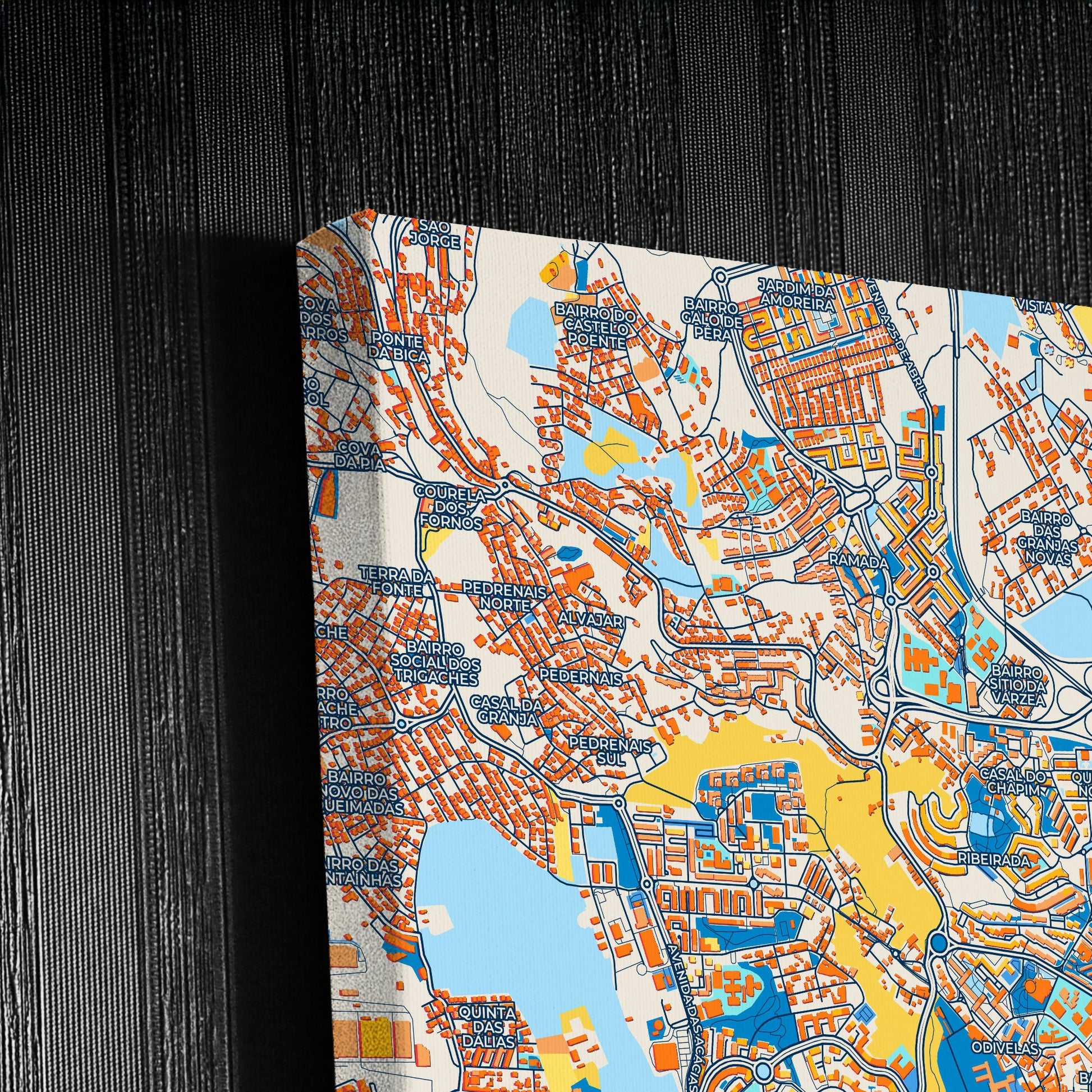Odivelas Portugal Colorful City Map Canvas Print Detail