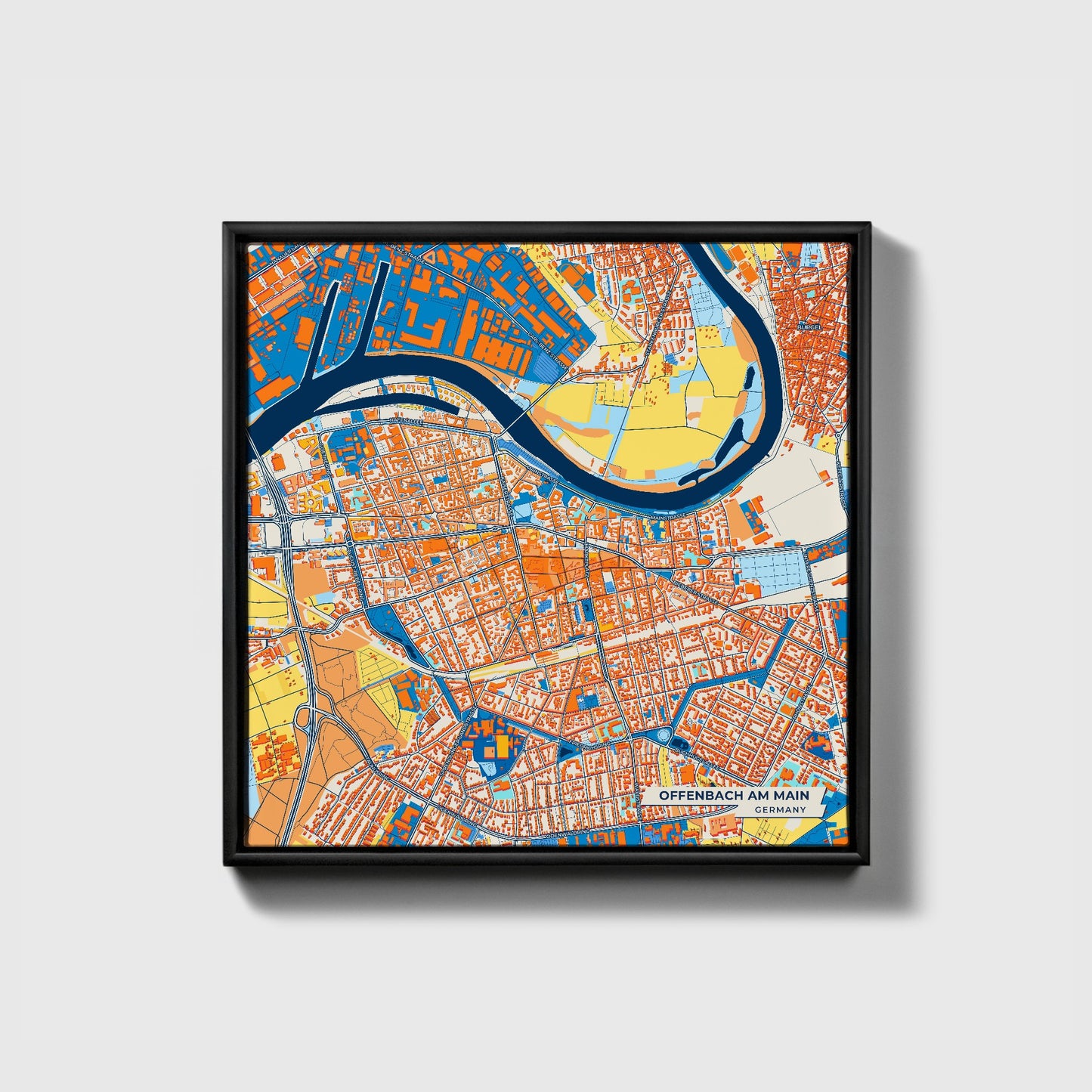 Offenbach Am Main Germany Colorful City Map Canvas Print • Black Framed