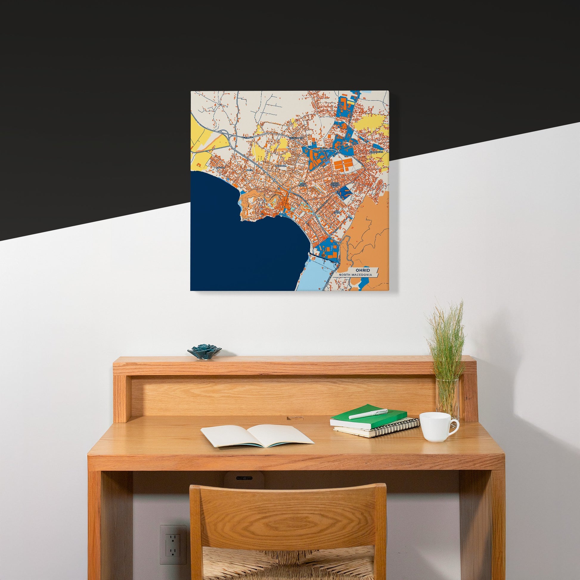 Ohrid North Macedonia Colorful City Map Canvas Print Scene