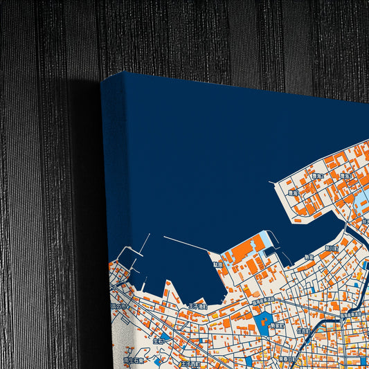 Ōita Japan Colorful City Map Canvas Print Detail