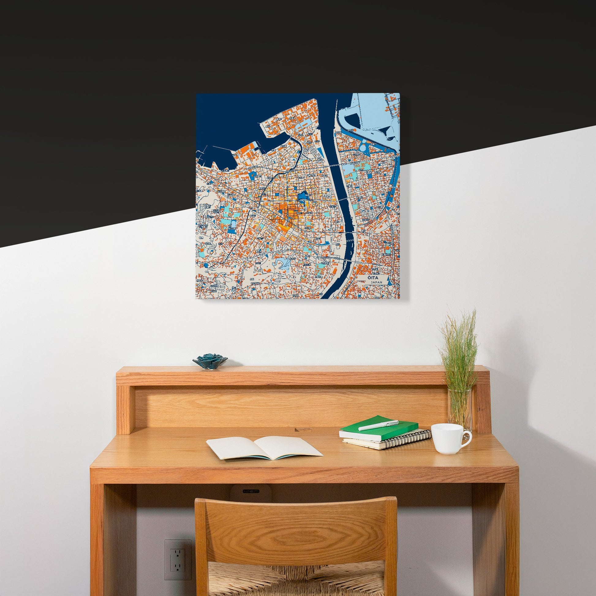 Ōita Japan Colorful City Map Canvas Print Scene